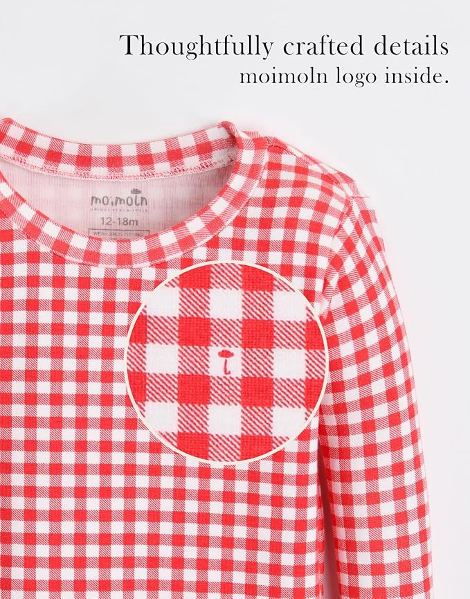 moimoln Cotton Modal Baby Toddler Pajamas Check Solid Leopard 6M-8Y - Image 4