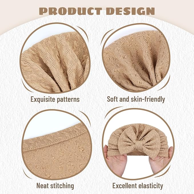 Cinaci 4 Pieces Baby Girls Turban Hats - Image 3