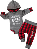 Fommy Newborn Baby Boy Clothes Plaid Letter Print Long Sleeve Hoodies + Long by Fommy
