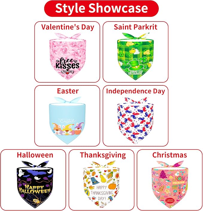 Holiday Dog Bandanas for Medium Dogs 7 Pcs Sewing Patriotic Halloween - Image 4