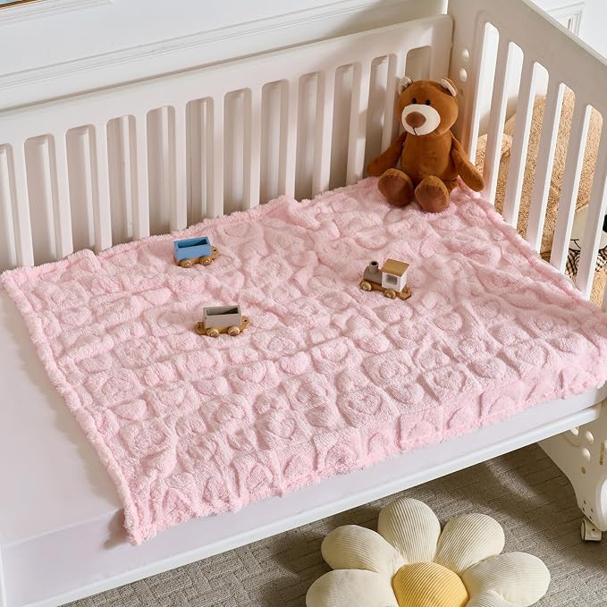 5 Pcs Baby Blanket Heart Checkered Ultra Soft Gift-Ready Plush - Image 7