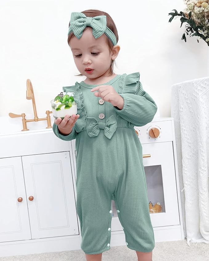 Mioglrie Newborn Baby Girl Clothes 1 Piece Infant Fall Winter Romper Outfit | - Image 2