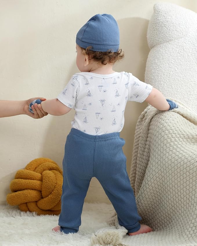 Baby Bodysuit and Pant Set Cotton Ribbed Mix Infant Girl Clothes | Unisex - Image 3