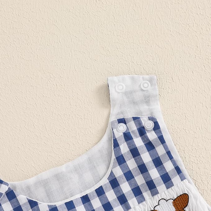 Newborn Baby Boys Sleeveless Seersucker Romper One Piece Straps Overalls - Image 5