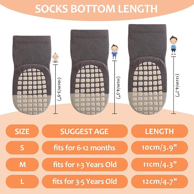 TRUEHAN 5 Pairs Toddler Non Slip Socks - Image 4