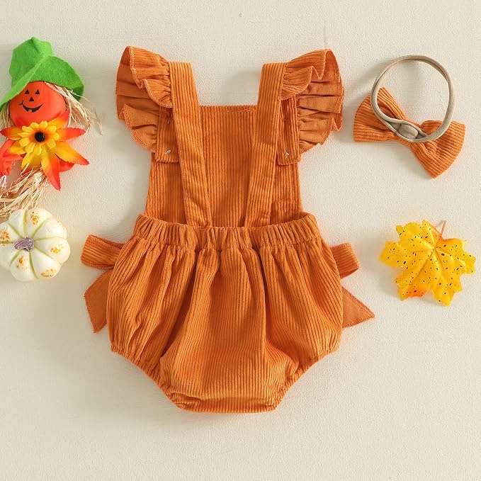 YINGISFITM My First Halloween Baby Girl Outfit Newborn Pumpkin Bubble Romper - Image 6