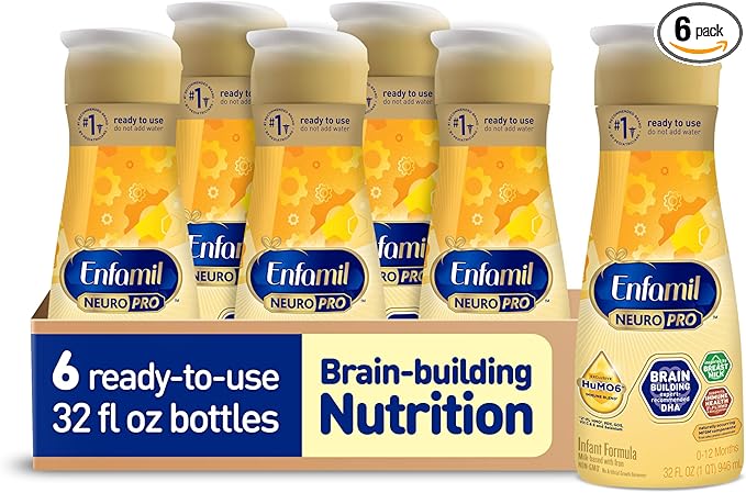 Enfamil NeuroPro Baby Formula, MFGM* 5-Year Benefit, Expert-Recommended Brain-Building Omega-3 DHA, Exclusive Immune Supporting HuMO6 Blend, Ready-to-Feed Infant Formula, Liquid, 32 Fl Oz (6 Count)