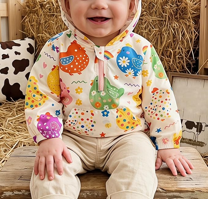 Toddler Windbreaker Jacket Baby Girl Hooded Zip Up Sweatshirt Winter Jacket - Image 3