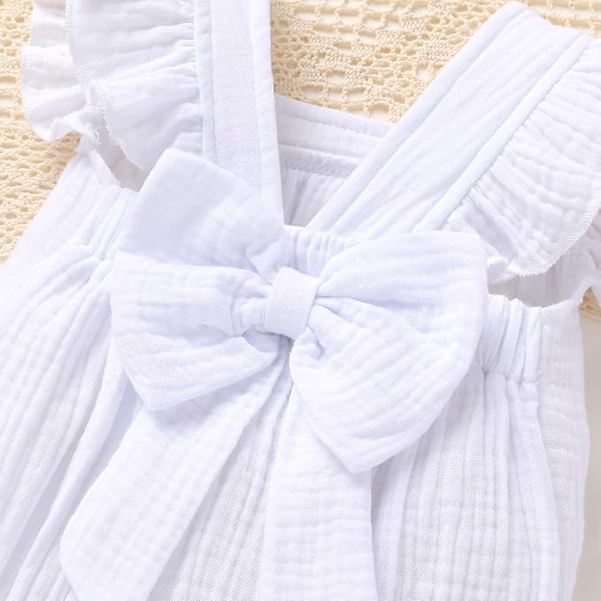 YOUNGER TREE Baby Girl Romper 100% Cotton Ruffle Sleeveless Summer Outfit - Image 5