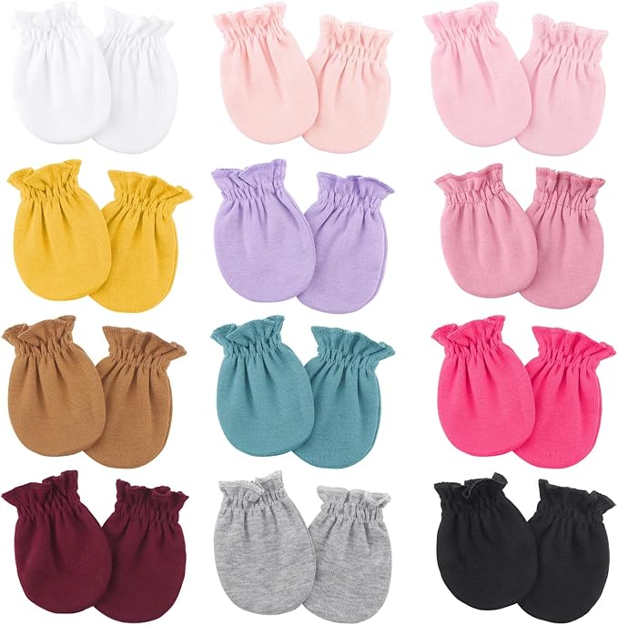 BQUBO 12 Pairs Baby Mittens Newborn Infant Mittens No Scratch Cotton Elastic by DRESHOW