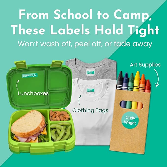 Name Bubbles - Basic Daycare Name Stickers for Kids (144 Count) - Personalized Waterproof Name Labels for School Supplies, Clothing Tags, Baby Bottles, All Ages - Washable Stick-On Labels (One Color)