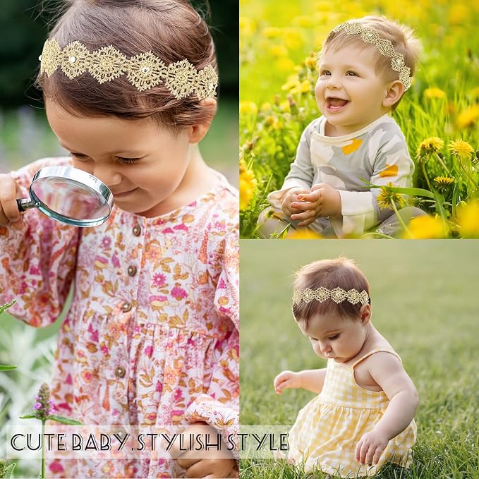 DANMY Baby Girl Super Elastic Headband, Cotton Lace Toddler Hair Band, Infant - Image 7
