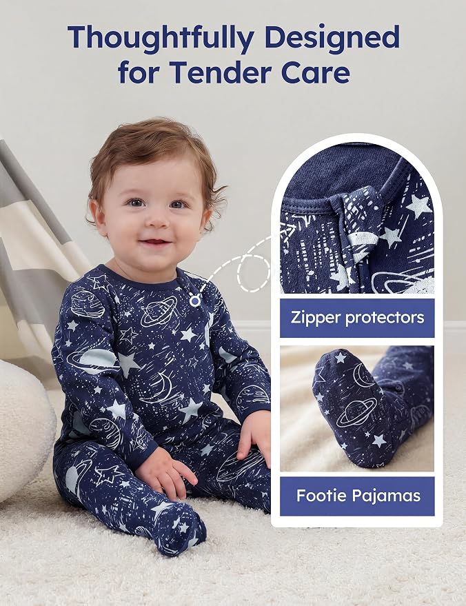 Unnivoll Baby Sleepers 100% Cotton Baby Pajamas Baby Boys Girls Clothes | - Image 4