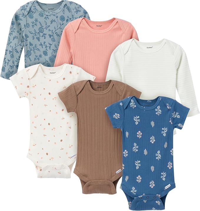 Gerber Baby Girls' 6-pack Long-sleeve Onesies Bodysuits by Gerber