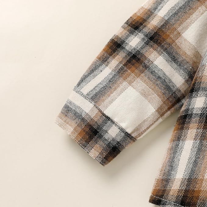 YOUNGER STAR Toddler Kids Boys Girls Flannel Hooded Plaid Shirt Button Baby Red - Image 5