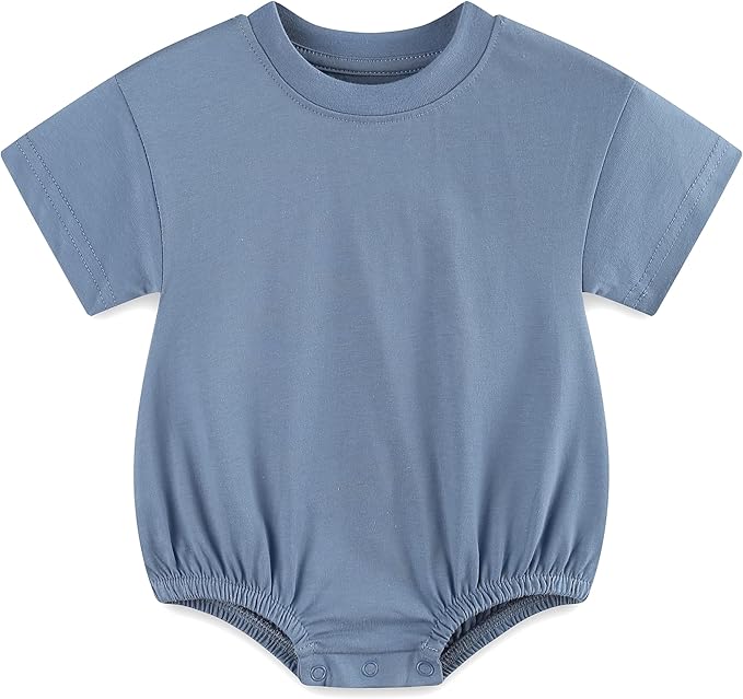 Baby Bubble Onesie Romper 100% Organic Cotton Clothes Short Sleeve Summer Solid by Unknown