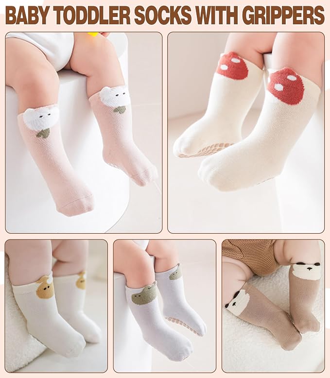 LANLEO Baby Toddler Socks with Grips Baby Toddlers Girls Boys Non Slip Grip - Image 3