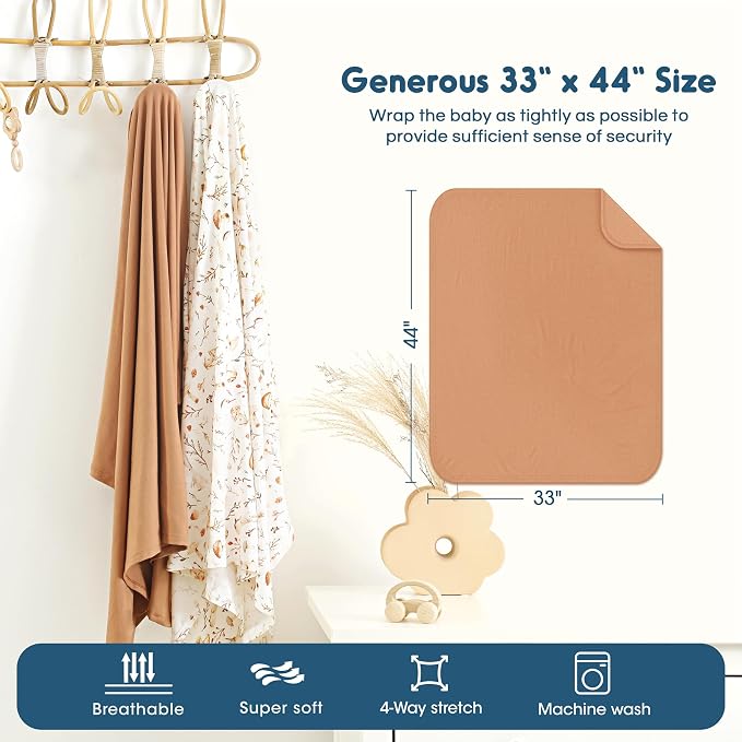 Newborn Swaddle Blanket, Ultra Soft Stretchy Jersey Knit Receiving Blankets 2 - Image 3