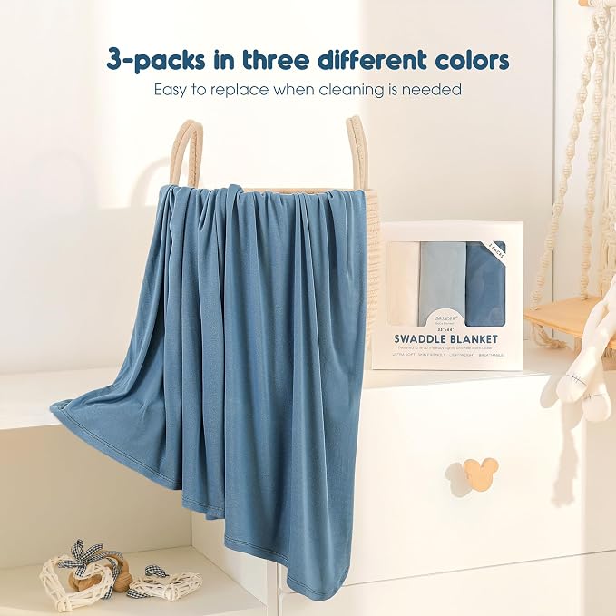 3 Pack Newborn Swaddle Blanket, Ultra Soft Stretchy Jersey Knit Extra Large - Image 8