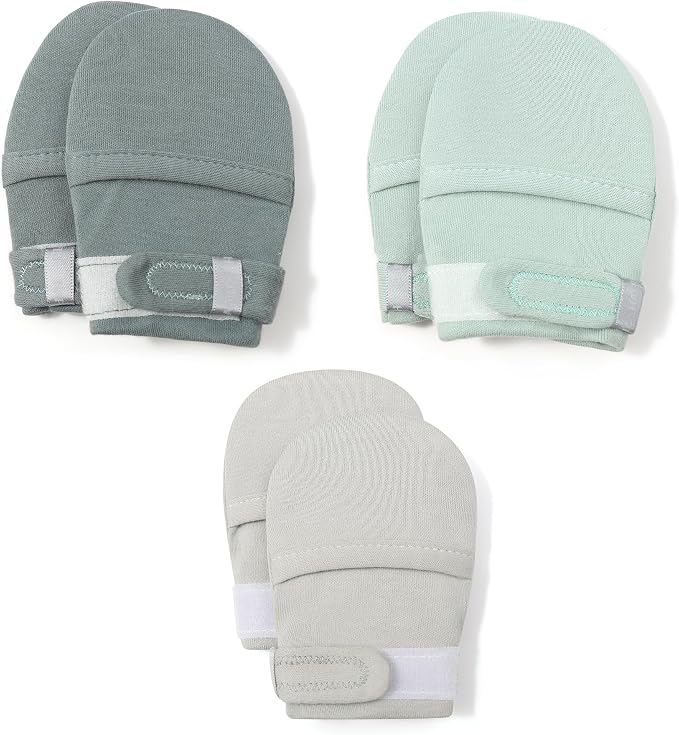 Baby Newborn No Scratch Mittens Stay On, 100% Cotton Adjustable 0-12M | Soft by HAPIU