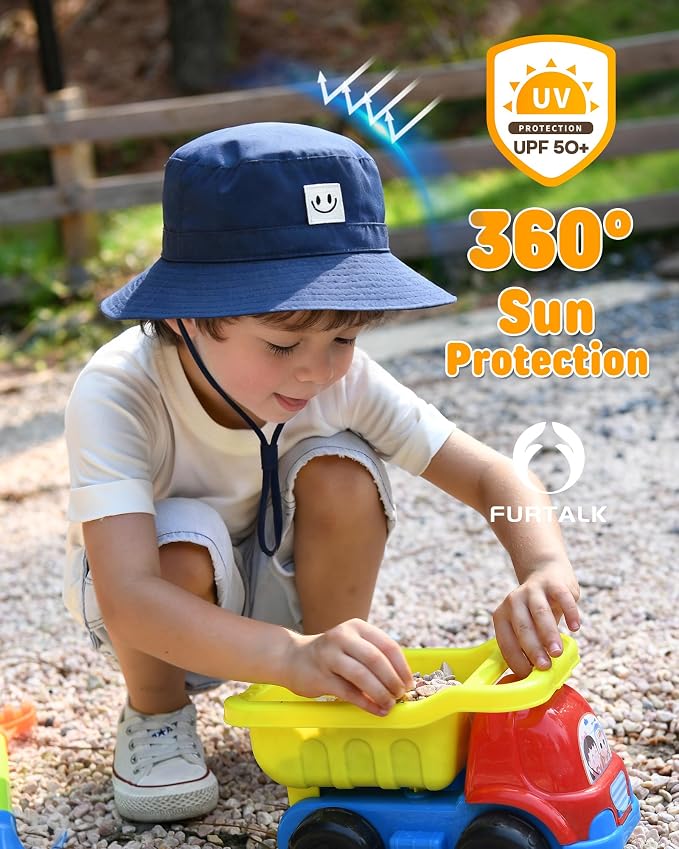 FURTALK Baby Sun Hat Toddler Bucket Hat Beach Smile Face UPF 50+ | Stays in the - Image 3