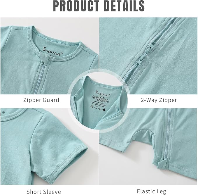 Jimonda Baby Rompers Cotton Boys Girls Short Sleeve Sleepers Pajamas Pjs | Two - Image 5