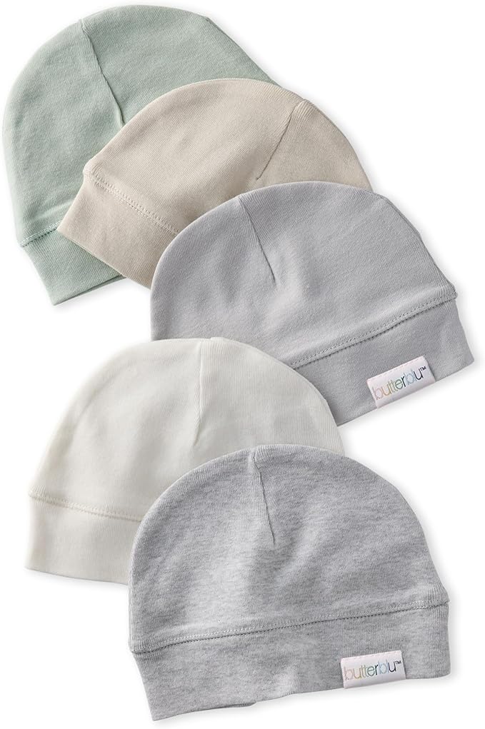 Charlie 5-Pack Caps 100% Organic Cotton Beanie Hats | GOTS certified Organic by Butterblu