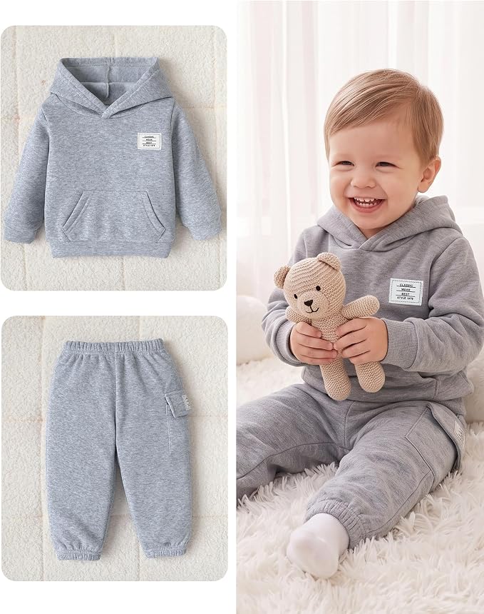 Toddler Baby Boy Clothes Long Sleeve Hoodie Sweatshirt Solid Sweatsuit Jogger - Image 5