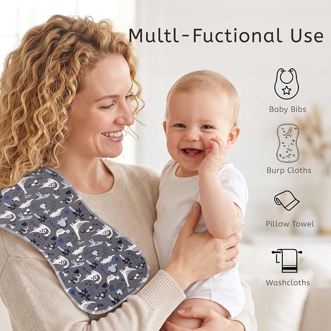 5Pcs Burp Cloths Baby Boy & Girl Soft Absorbent Baby Burp Cloths - Image 4