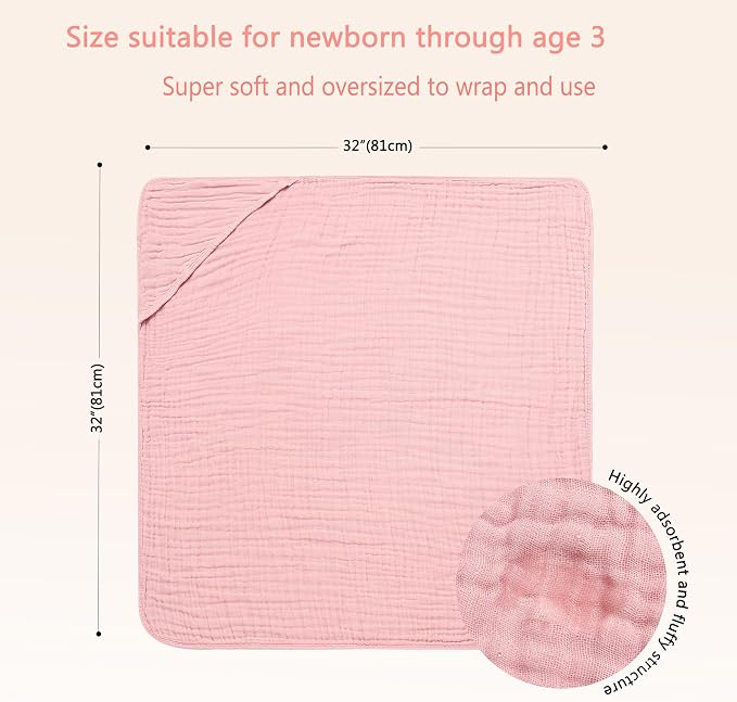 Muslin Hooded Baby Towels Baby Bath Towel - Image 2