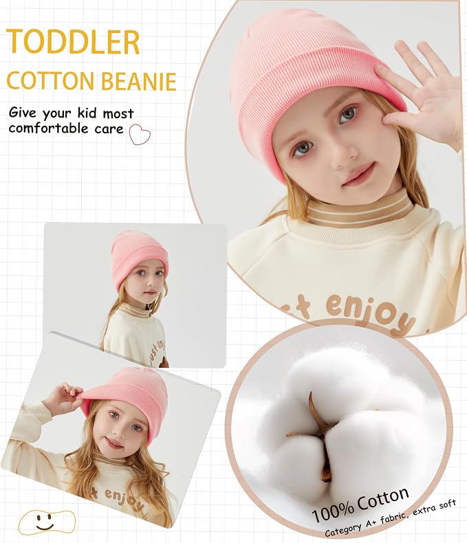 ROYBENS 100% Cotton Baby Beanie Cute Toddler Winter Hat Knit Caps Ages 0-8 | - Image 5
