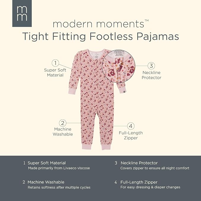 Modern Moments by Gerber Baby Boys & Girls Hacci Footless Pajamas - Image 6