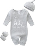 Baby Romper with Baby Mittens & Newborn Hats Footless Long Sleeve by Unknown