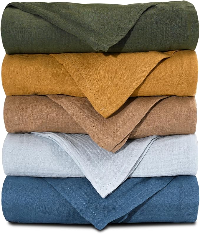 Muslin Receiving Blankets 5 Pack, Soft Swaddle Wraps by LYRICHOMBABY