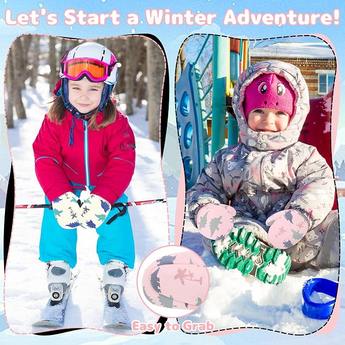 Olreco Baby Toddler Mittens Waterproof Infant Baby Winter Mittens Toddler Snow - Image 3