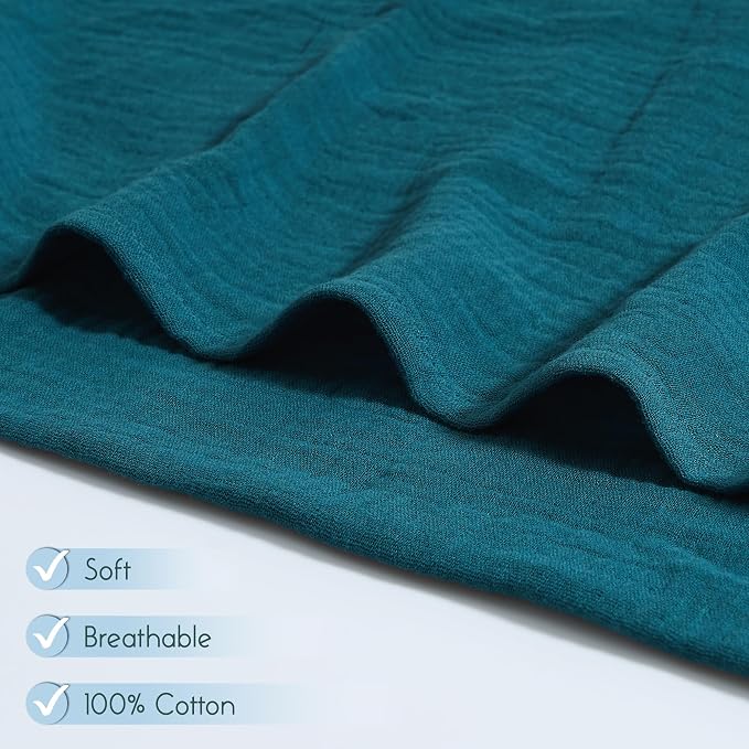 Meracorallo Muslin Swaddle Blanket, 100% Cotton, Teal Blue | Soft Breathable - Image 3