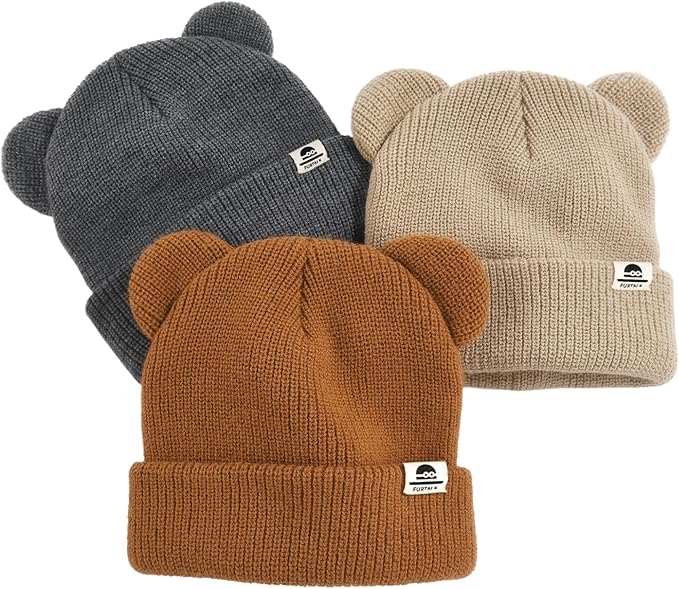 FURTALK Baby Beanie Winter Hat with Bear Ear for Infant Toddler Boys Girls Soft Knitted Skull Cap