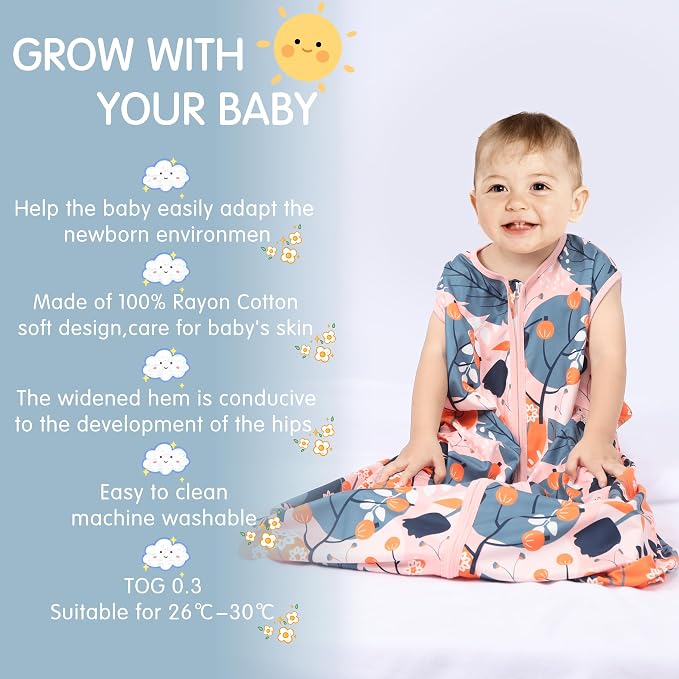 BSTOPPT 3 Pack Baby Sleep Sack 100% Rayon Cotton Baby Sleeping Bag 2-Way Zipper - Image 5