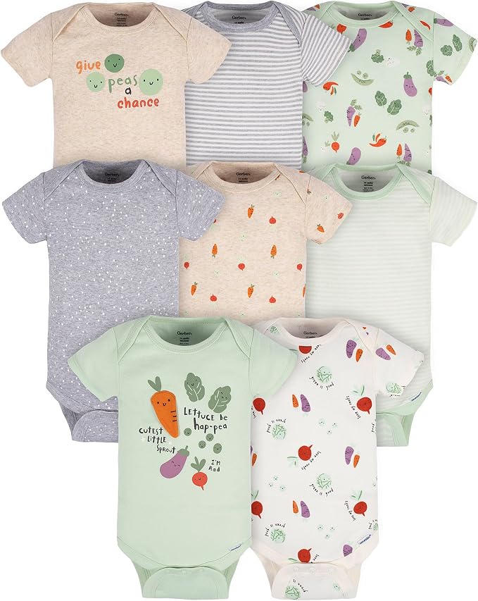Gerber Baby Boys & Girls 8-Pack Short Sleeve Onesies Bodysuits by Gerber