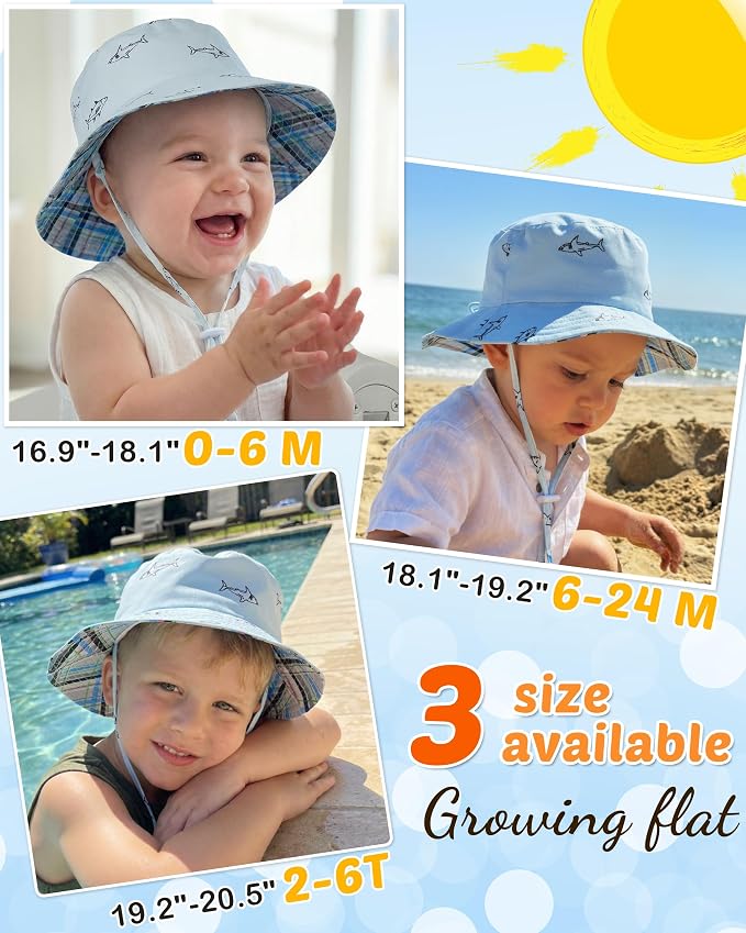 Baby Sun Hat Kids Summer Sun Protection Toddler Bucket Hat Wide Brim Adjustable - Image 4