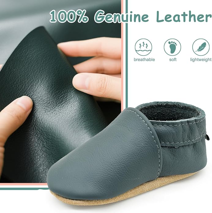 Genuine Leather Baby Booties Soft Sole Toddler Walking Shoes - Image 3