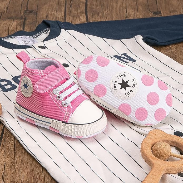 Unisex Baby Girls Boys Canvas High-top Shoes, Newborn Infant Anti-Slip Soft - Image 2
