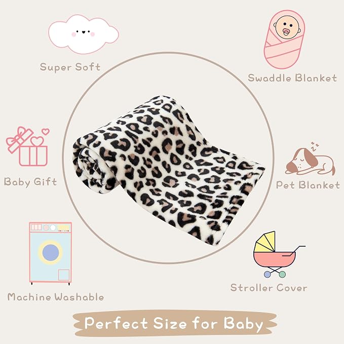 Yurhap Leopard Print Baby Blanket Fleece Baby Blankets - Image 6