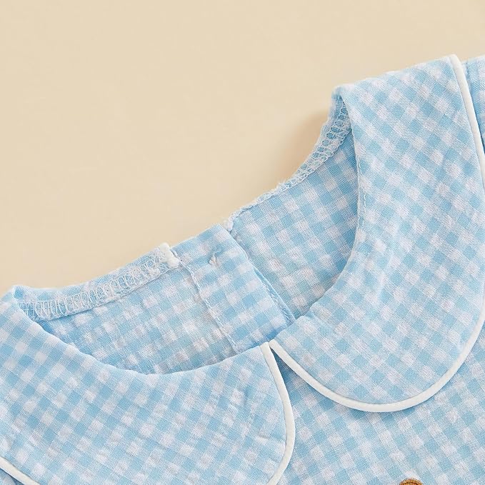 Baby Boy Girl Bubble Romper Short Sleeve Collar Summer Bodysuit - Image 4