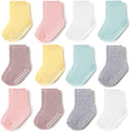 Baby Toddlers Crew Socks with Non-Slip Grip 12 Pack Cotton Stretch Socks | Soft by JAKIDAR
