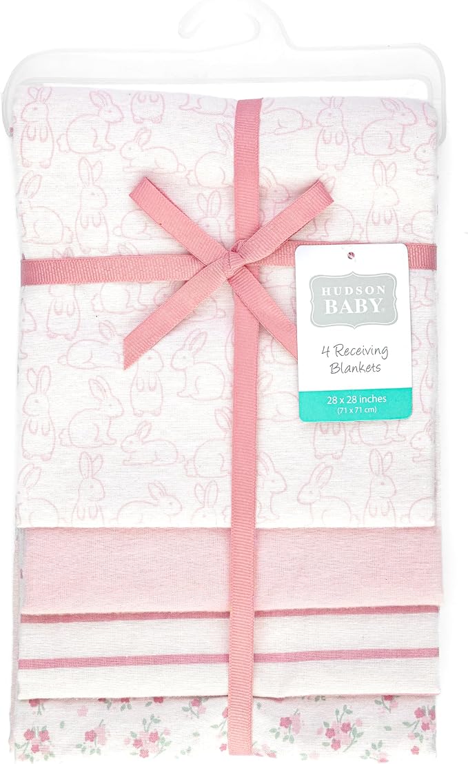Hudson Baby Unisex Baby Cotton Polyester Flannel Receiving Blankets 4-Pack - Image 2