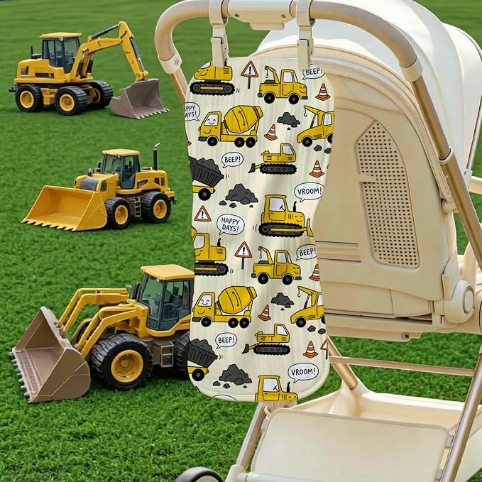 6 Pack Baby Burp Cloths for Boys, Construction Vehicle Theme Large Cotton - Image 5