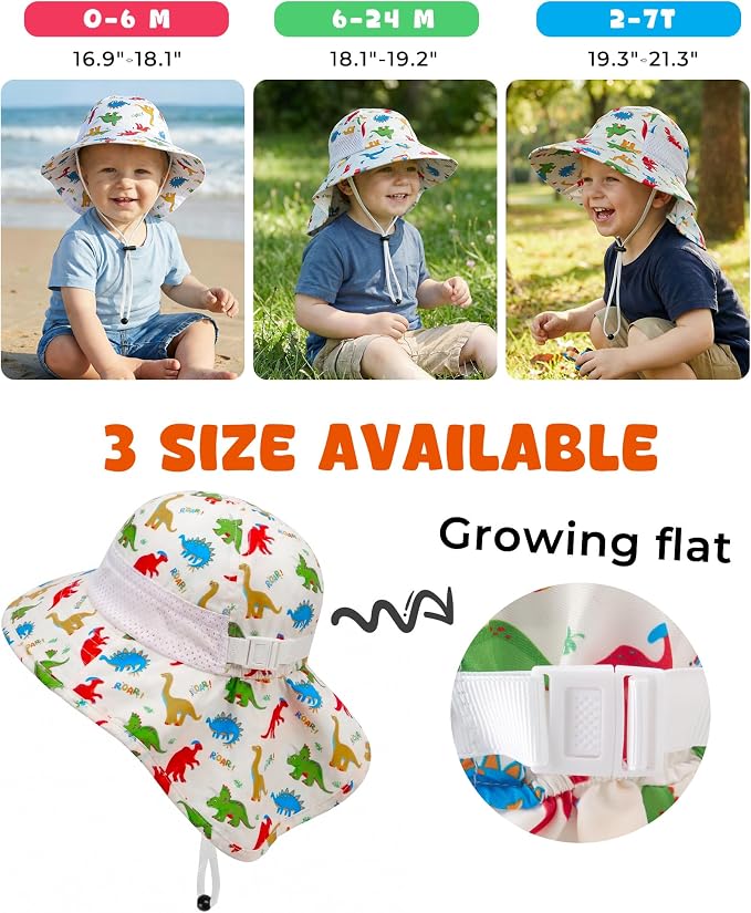 Toddler Baby Sun Hat Kids Summer Beach Essentials Adjustable Beach Hats - Image 5