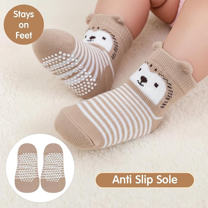 GOTS Organic Cotton Blend 7 Baby Socks 0-6 Months Animal Design Non Slip - Image 6