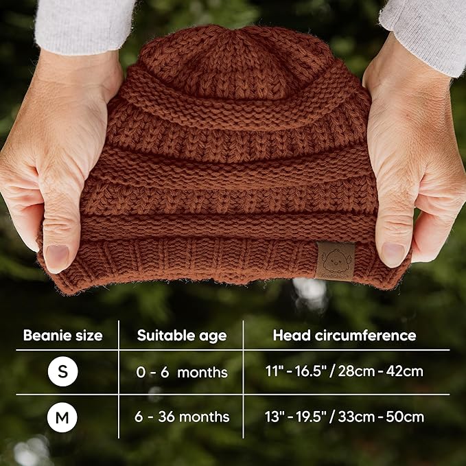 3-Pack Baby Beanies for Boys, Girls - Stretchy Knit Baby Hats, Cute Newborn & Toddler Winter Hat, Soft & Warm Infant Beanie 6-36 Months (Gust, M)